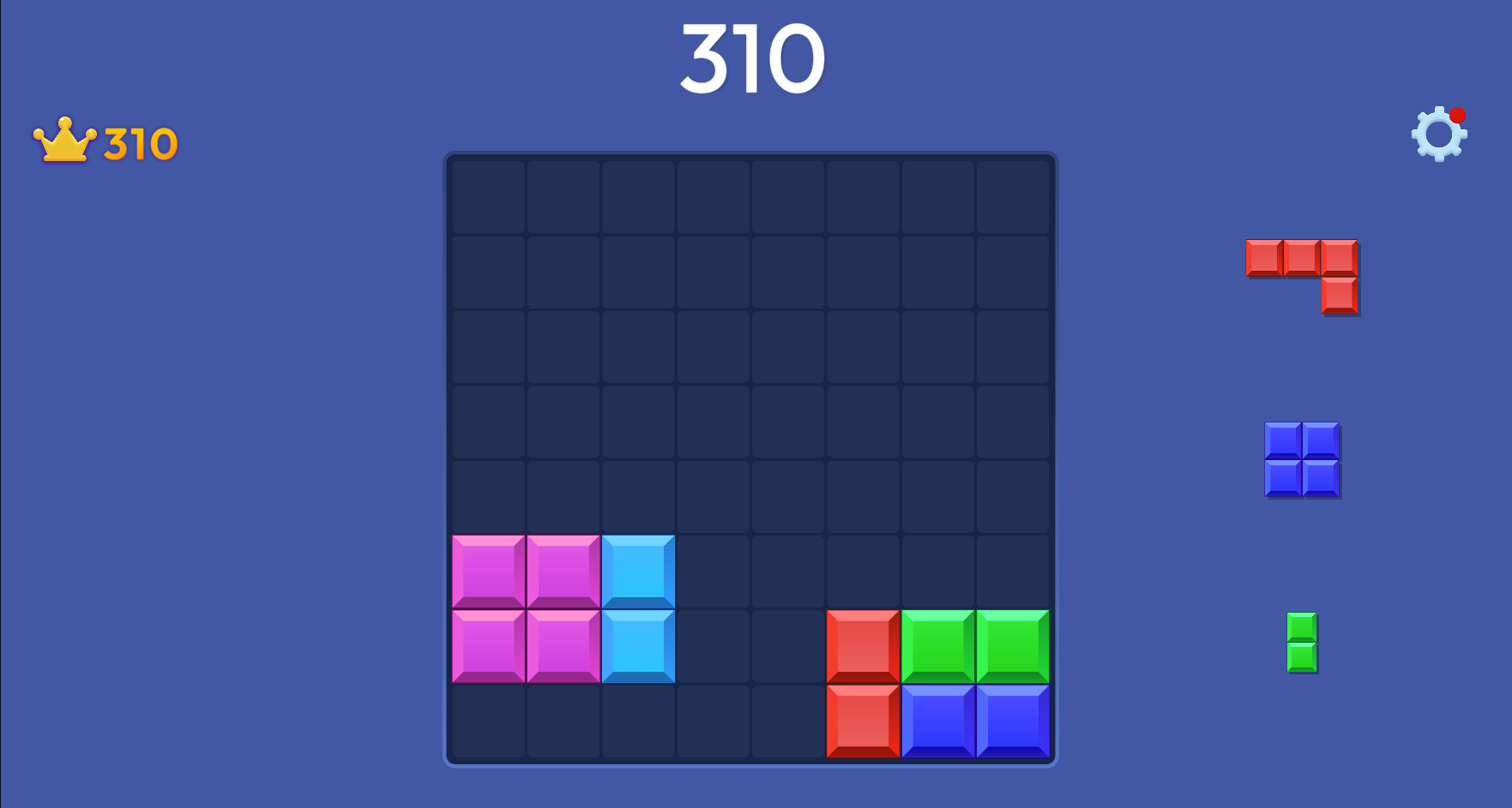Block Master game gameplay screenshot showing puzzle mechanics